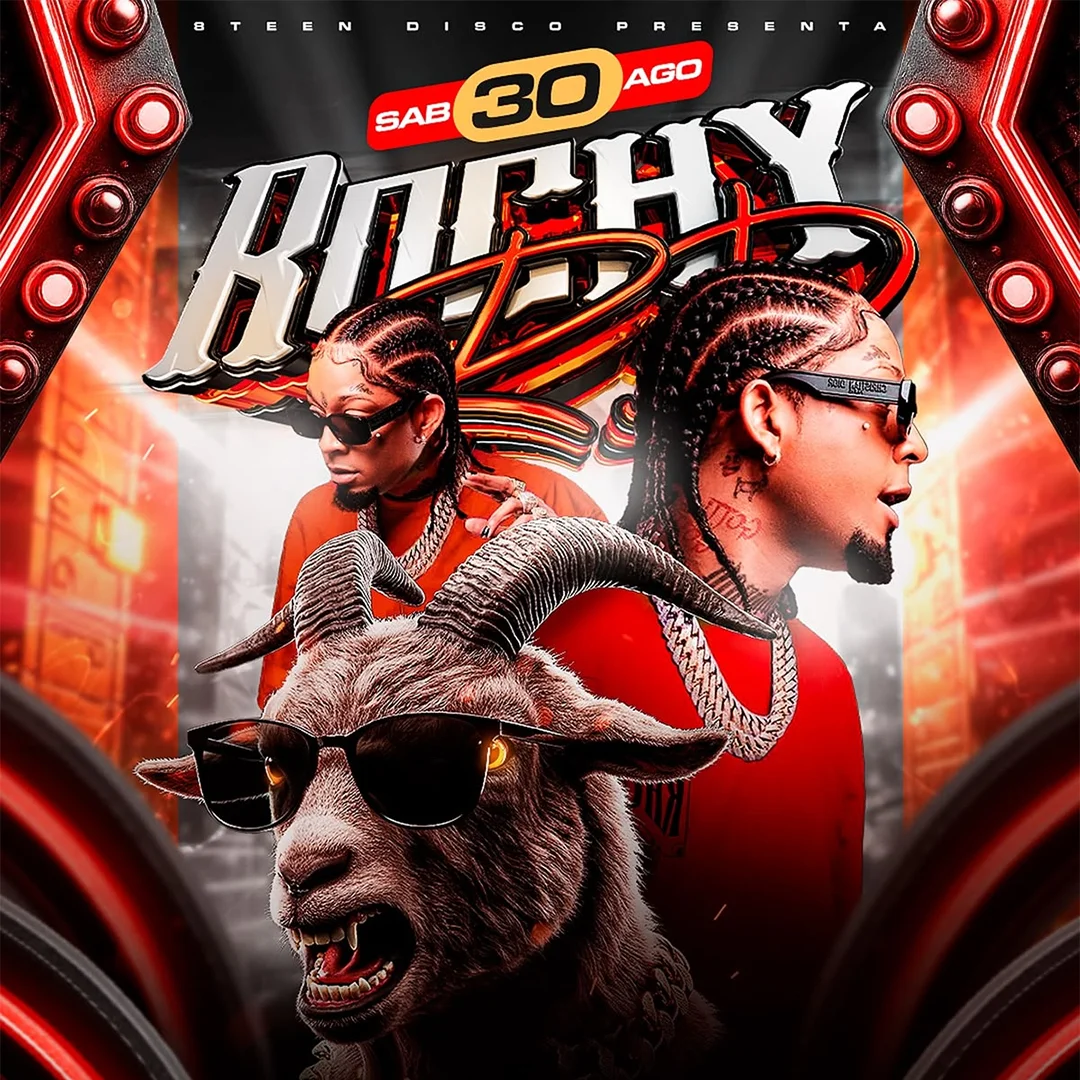 Club party flyer red orange 3D effects